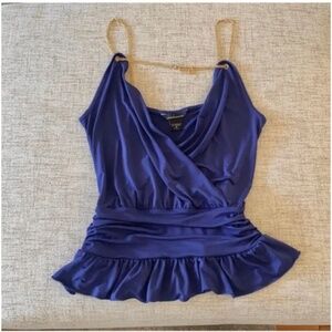 🪞NEW VS silky front cowl neck chain strap dressy top by victorias secret cobalt